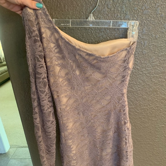 Windsor One Shoulder Long Sleeve Lace Bodycon Mini Dress - Picture 2 of 5